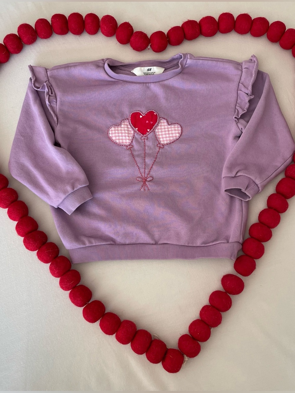 Reverse Appliqué Heart Balloon Crewneck | Hand-Stitched Upcycled Sweatshirt